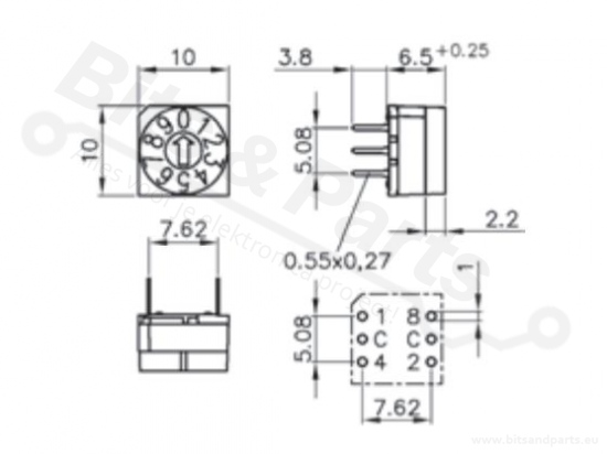 Dipswitch / codeschakelaar 0-9 Hartmann PT65101